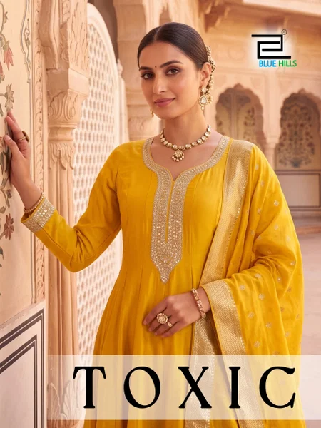 Toxic By Blue Hills Vichitra Zari Plus Size Anarkali Kurti Set 